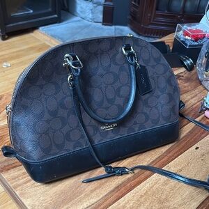 Coach Signature Brown and Black Satchel